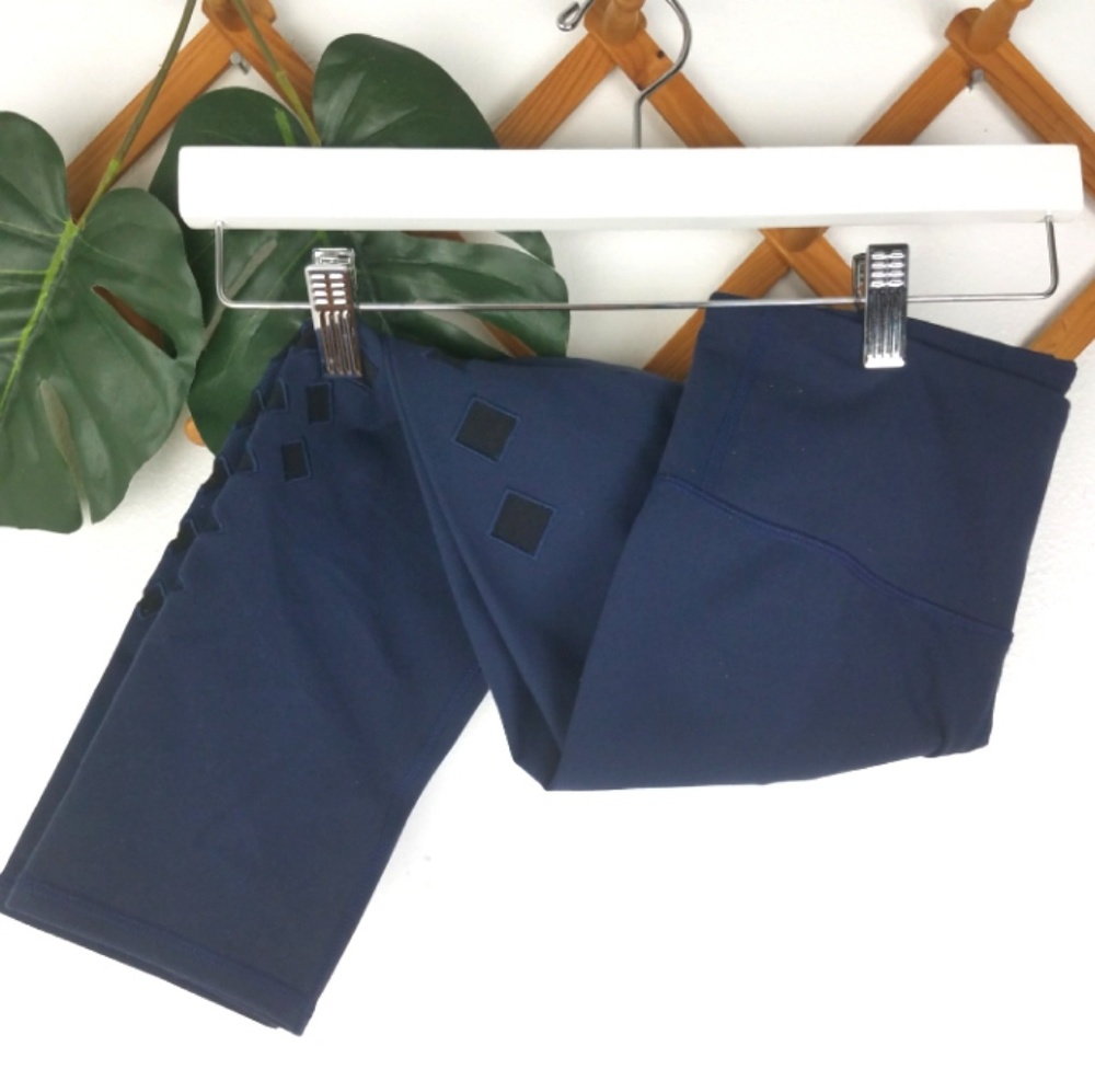 Athleta | Small Navy Blue Crop Leggings Mesh